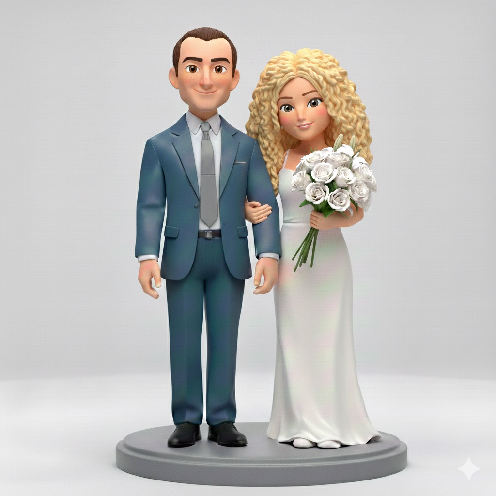 Classic Couple Curly Blonde Bride